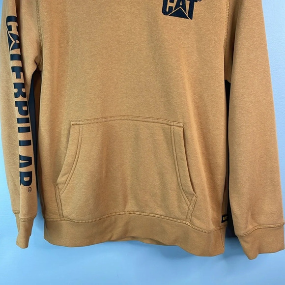 CAT Caterpillar Girls Pullover Hoodie Dijon Brown Embroidered Logo Spellout XL - Picture 5 of 12